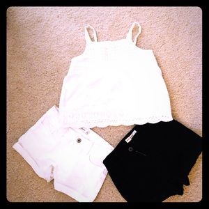Abercrombie kids bundle; 2 shorts 1 lace tank top